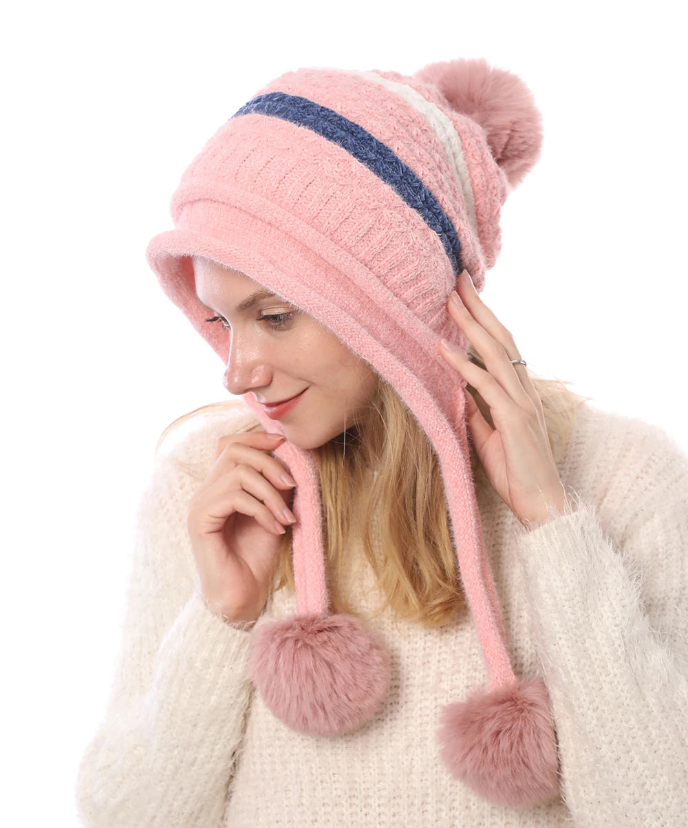 Women's Winter Bomber Hats with Pompom Ball and Ear Flaps - Orchid Boutique Shop