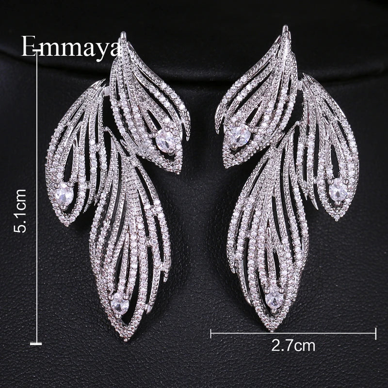 Emmaya Elegant Leaf Shaped Luxury Crystal Earrings - Orchid Boutique Shop