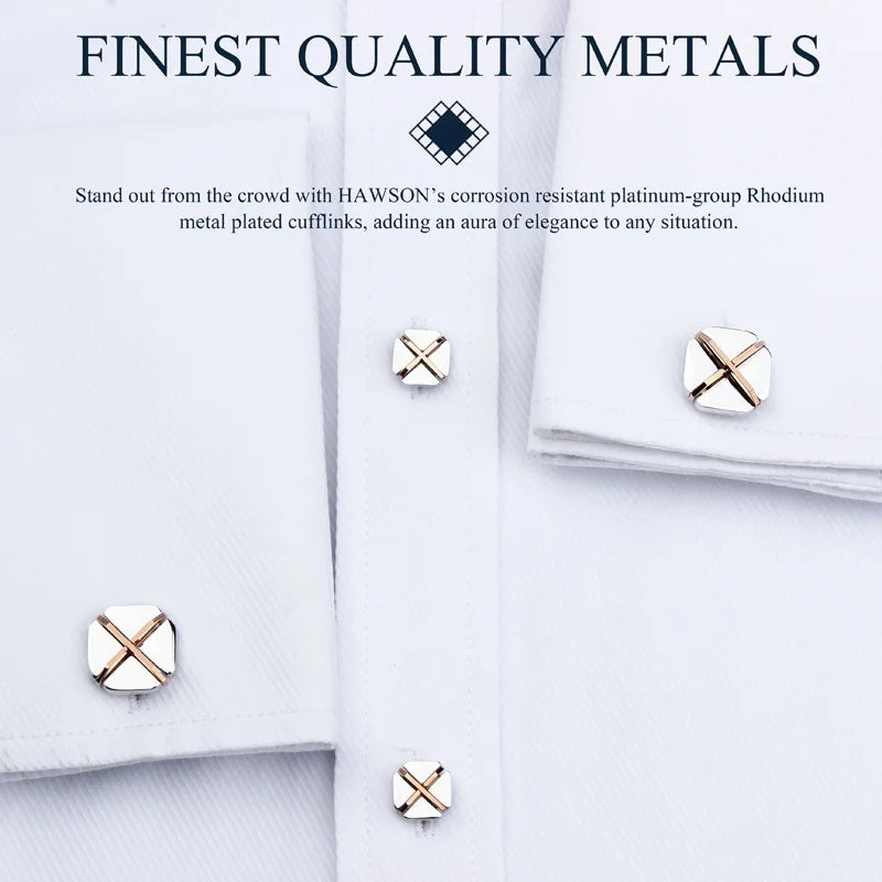 8 Pcs Men's Rhodium Plated Rose Gold Tuxedo Cufflinks - Orchid Boutique Shop