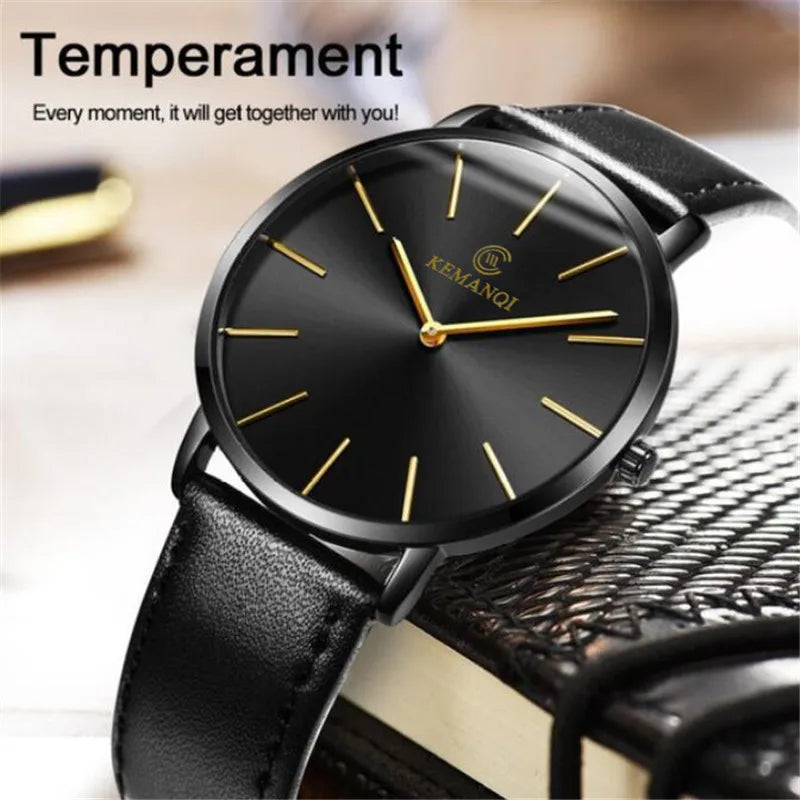 Luxury Quartz Ultra Thin Leather Watch Men - Orchid Boutique Shop