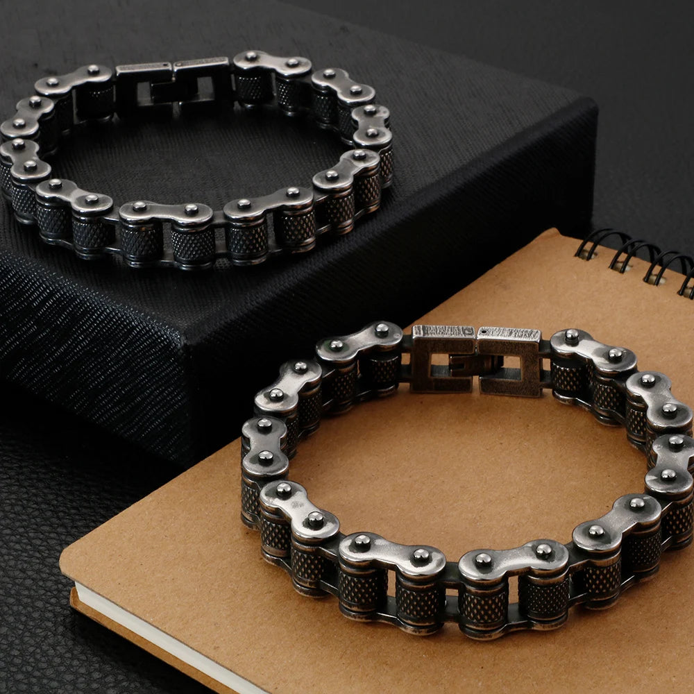 11/13MM Stainless Steel Motorcycle Bicycle Link Chain Bracelet For Men - Orchid Boutique Shop