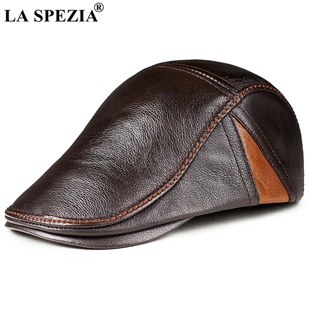 LA SPEZIA Men's Gatsby Beret. Genuine High Quality Leather Cowskin Ivy Cap - Orchid Boutique Shop