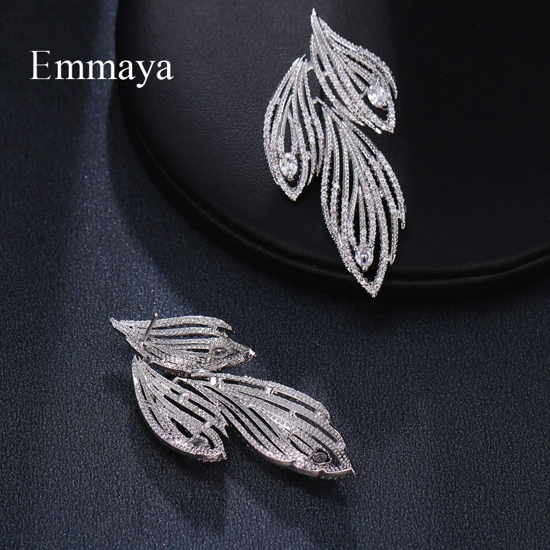 Emmaya Elegant Leaf Shaped Luxury Crystal Earrings - Orchid Boutique Shop