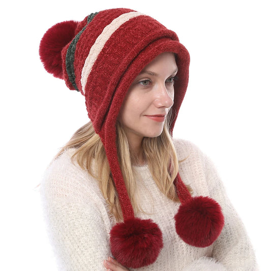 Women's Winter Bomber Hats with Pompom Ball and Ear Flaps - Orchid Boutique Shop