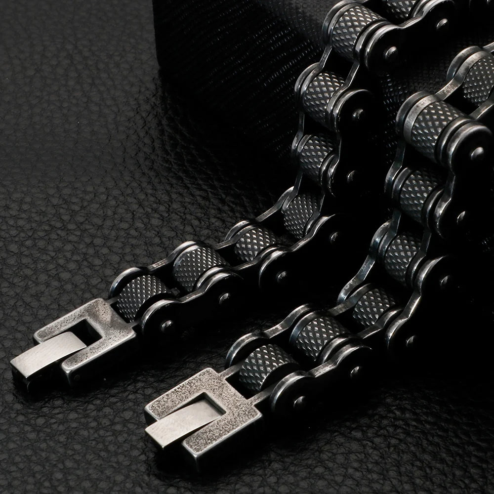 11/13MM Stainless Steel Motorcycle Bicycle Link Chain Bracelet For Men - Orchid Boutique Shop