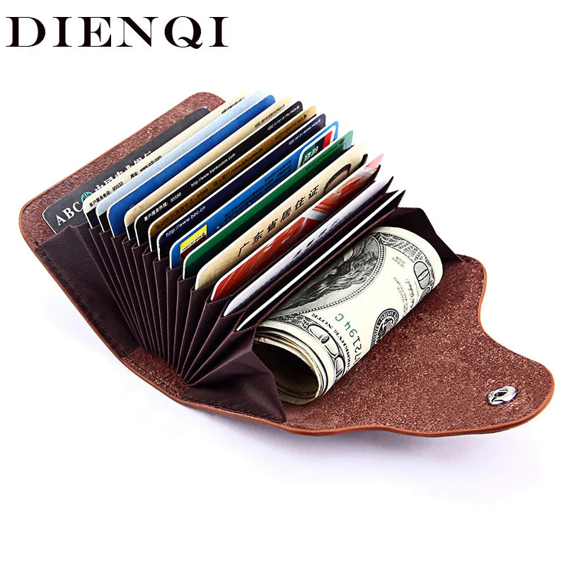 DIENQI Genuine Leather Card Holder Wallet for Men and Women - Orchid Boutique Shop