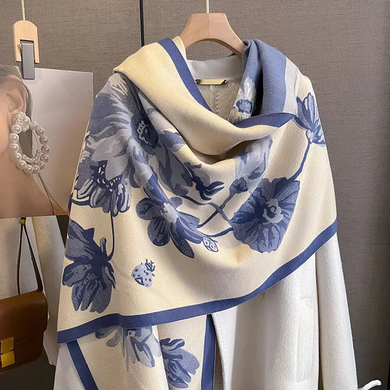 Luxury Floral Print Cashmere Scarf for Women - Orchid Boutique Shop