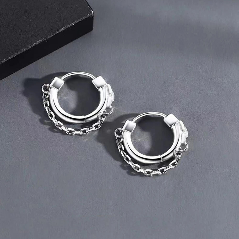 Silver Plated Chain Earrings for Women and Men - Orchid Boutique Shop