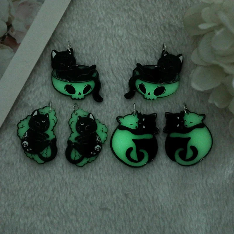 Glow In The Dark Cat Drop Earrings - Orchid Boutique Shop