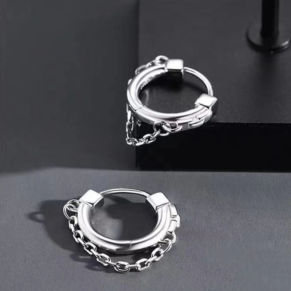 Silver Plated Chain Earrings for Women and Men - Orchid Boutique Shop