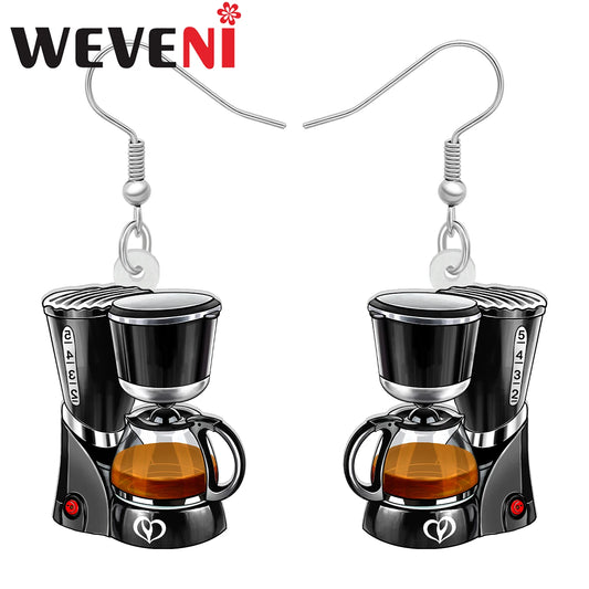 WEVENI Acrylic Coffee Machine Trendy Dangle Drop Earrings - Orchid Boutique Shop