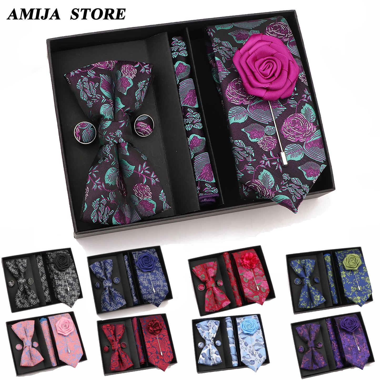 63 Styles Bowtie set, includes Handkerchief, Cufflinks and bowtie - Orchid Boutique Shop