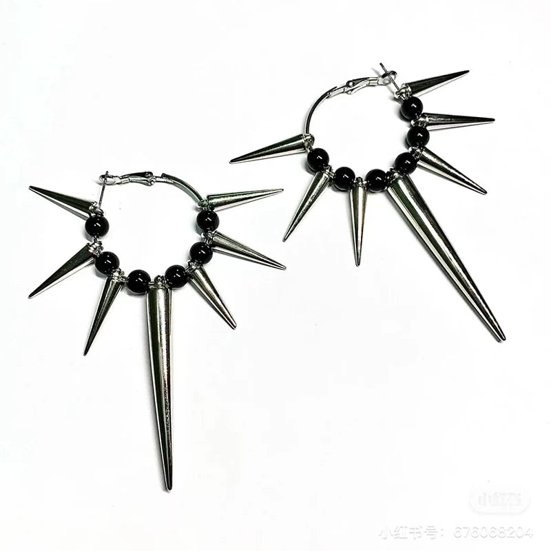 Grunge Rock Rivet Hoop Earrings Cool Hip Hop Earrings - Orchid Boutique Shop