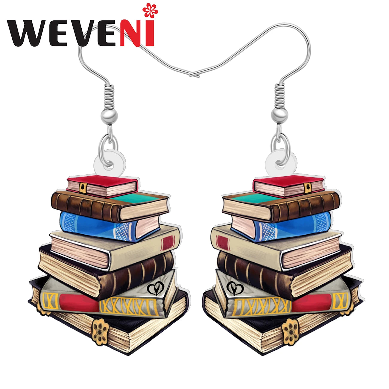 WEVENI Acrylic Book Pile Drop Dangle Earrings. Great gift for teachers - Orchid Boutique Shop