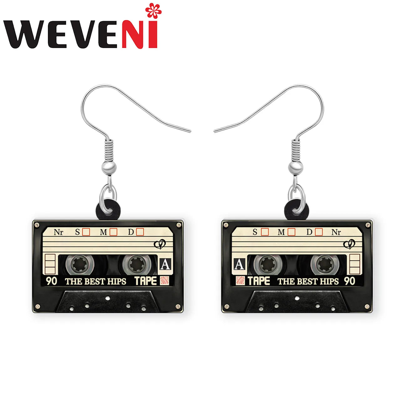 WEVENI Acrylic Retro Rectangle Cassette Tape Earrings - Orchid Boutique Shop