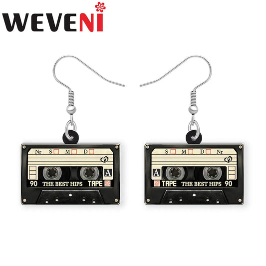 WEVENI Acrylic Retro Rectangle Cassette Tape Earrings - Orchid Boutique Shop