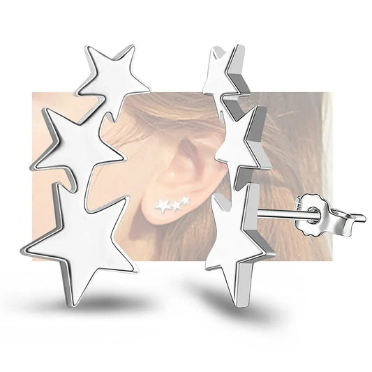 Connecting Three Stars Stainless Steel Earrings - Orchid Boutique Shop