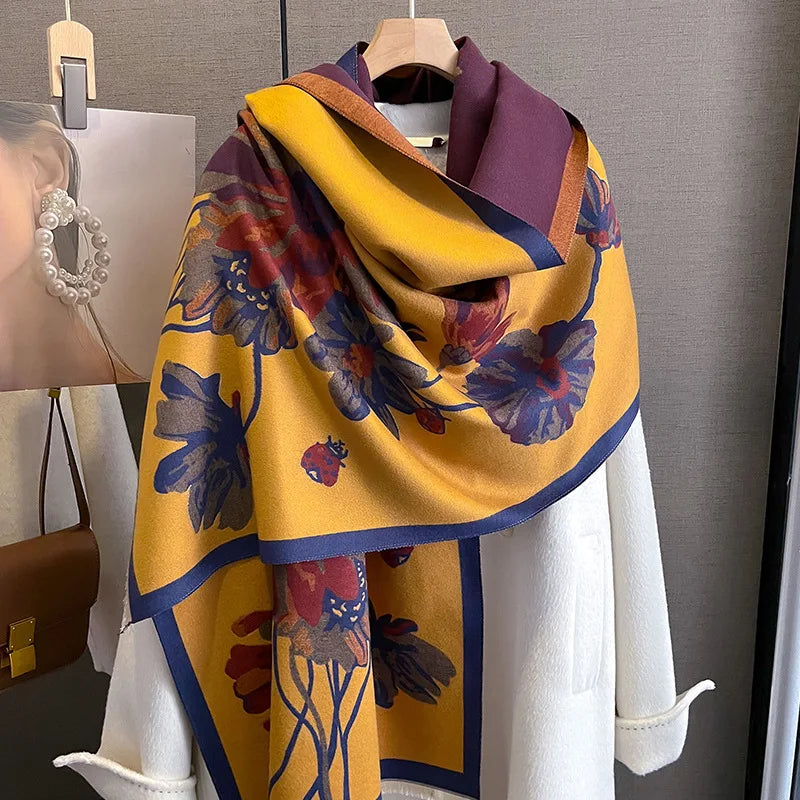 Luxury Floral Print Cashmere Scarf for Women - Orchid Boutique Shop