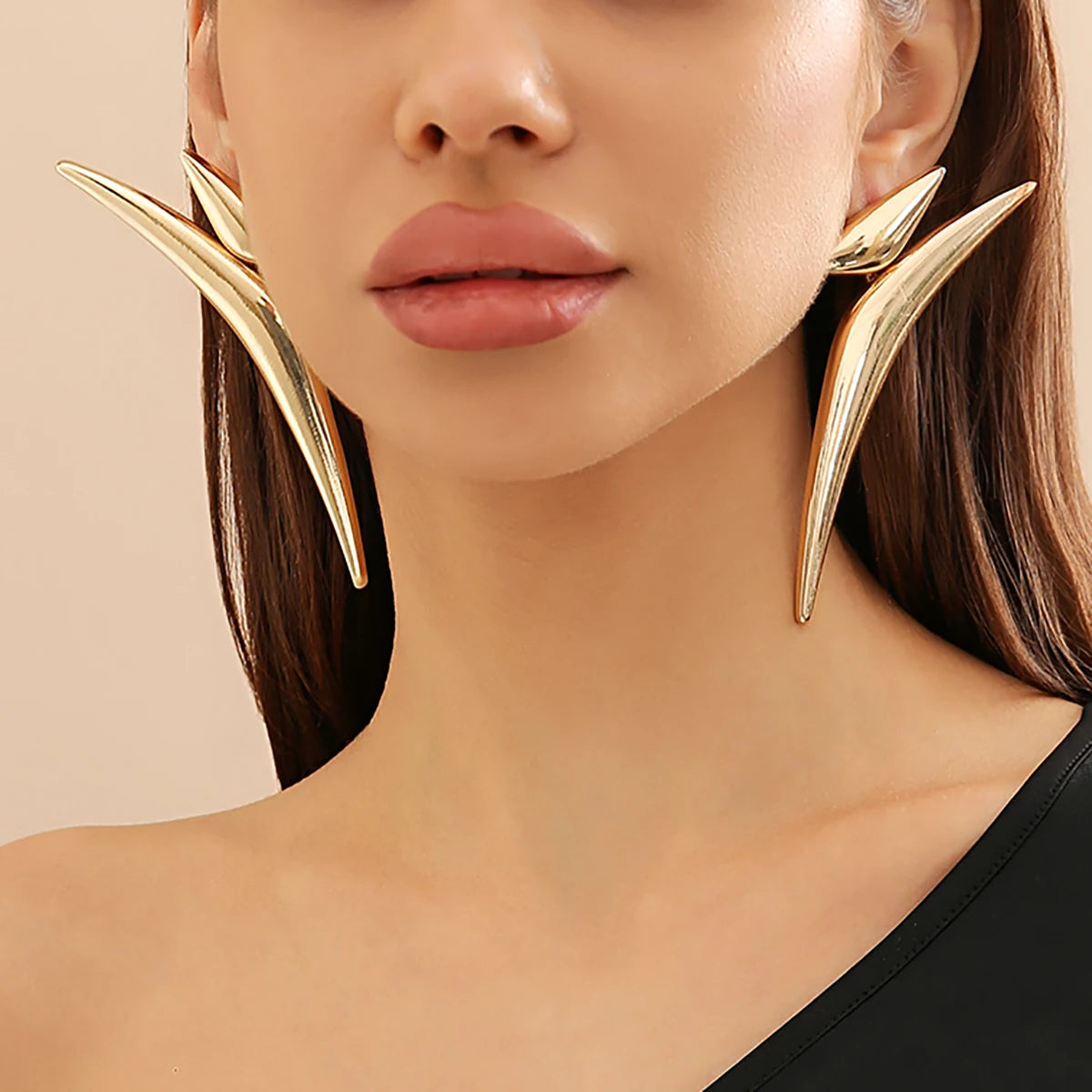 Long Curved Triangular Drop Earrings - Orchid Boutique Shop