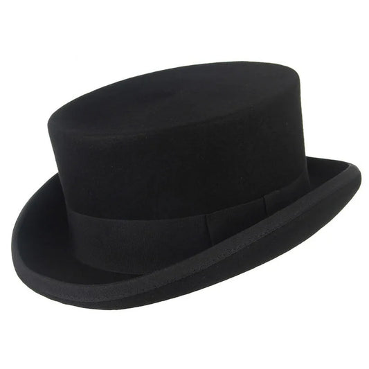 Luxury Brand 11cm 100% Wool Felt Top Hat for Men and Women - Orchid Boutique Shop