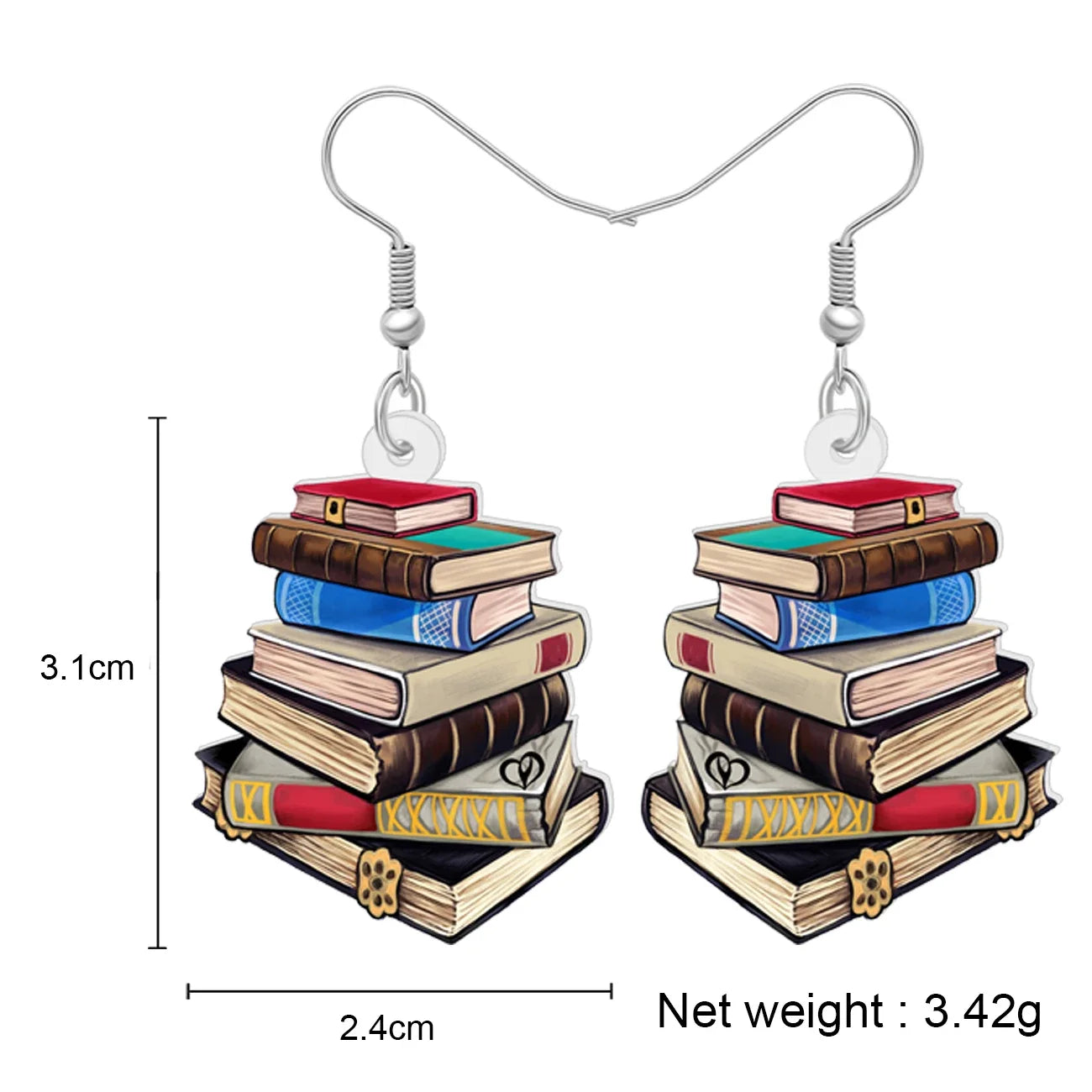 WEVENI Acrylic Book Pile Drop Dangle Earrings. Great gift for teachers - Orchid Boutique Shop