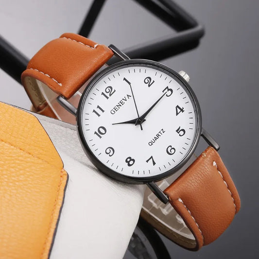 Fashion Luxury Quartz Watche for Men, Leather Strap, Stainless Steel - Orchid Boutique Shop