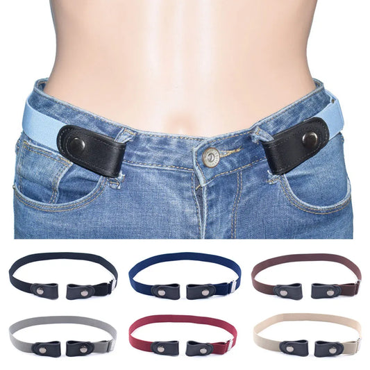 Unisex Adjustable Belt Black Snap Type Buckle-free Waistband - Orchid Boutique Shop