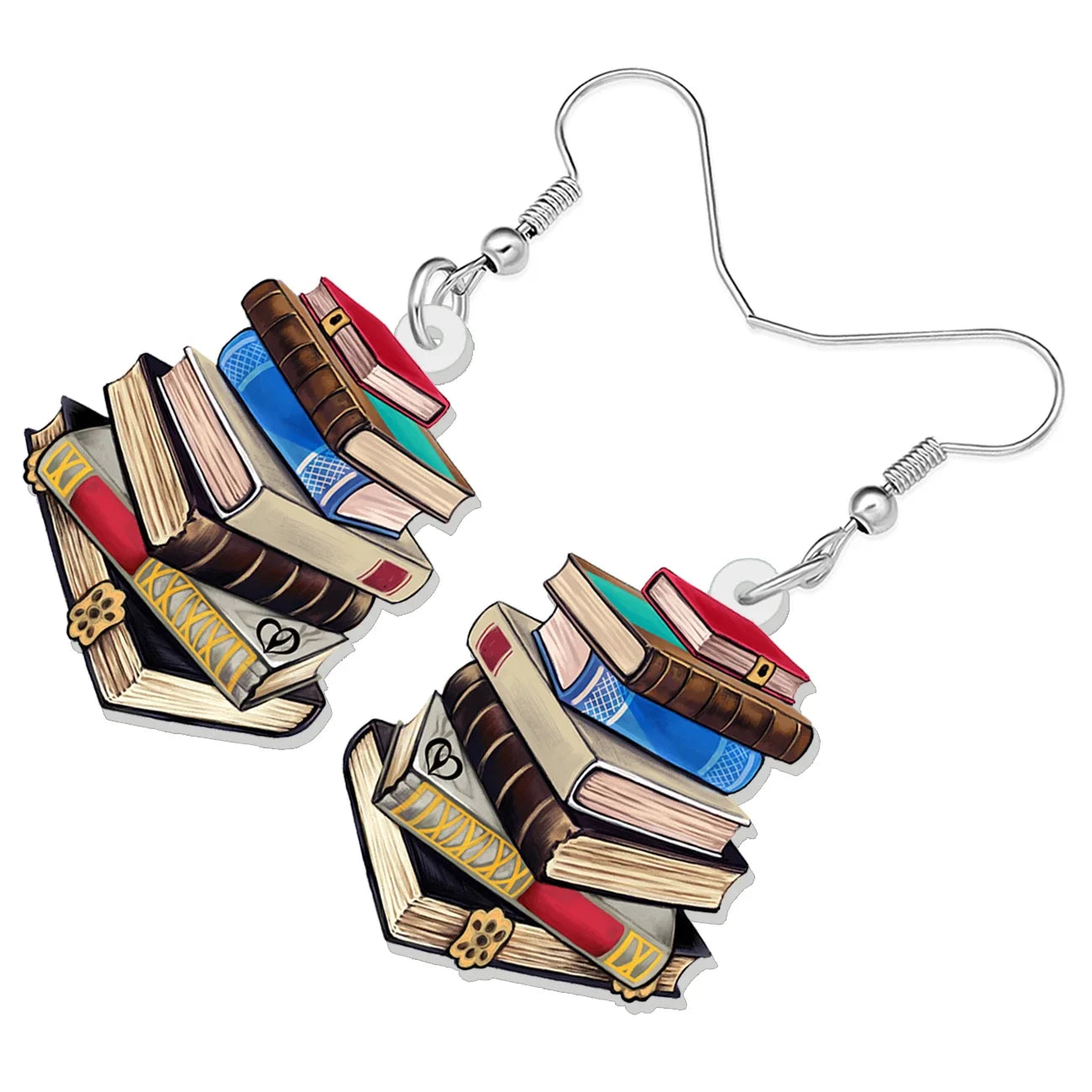 WEVENI Acrylic Book Pile Drop Dangle Earrings. Great gift for teachers - Orchid Boutique Shop