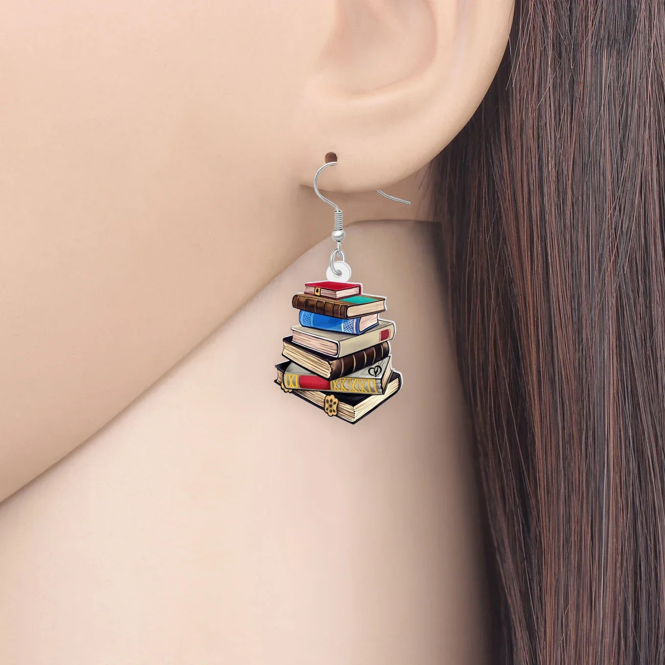 WEVENI Acrylic Book Pile Drop Dangle Earrings. Great gift for teachers - Orchid Boutique Shop