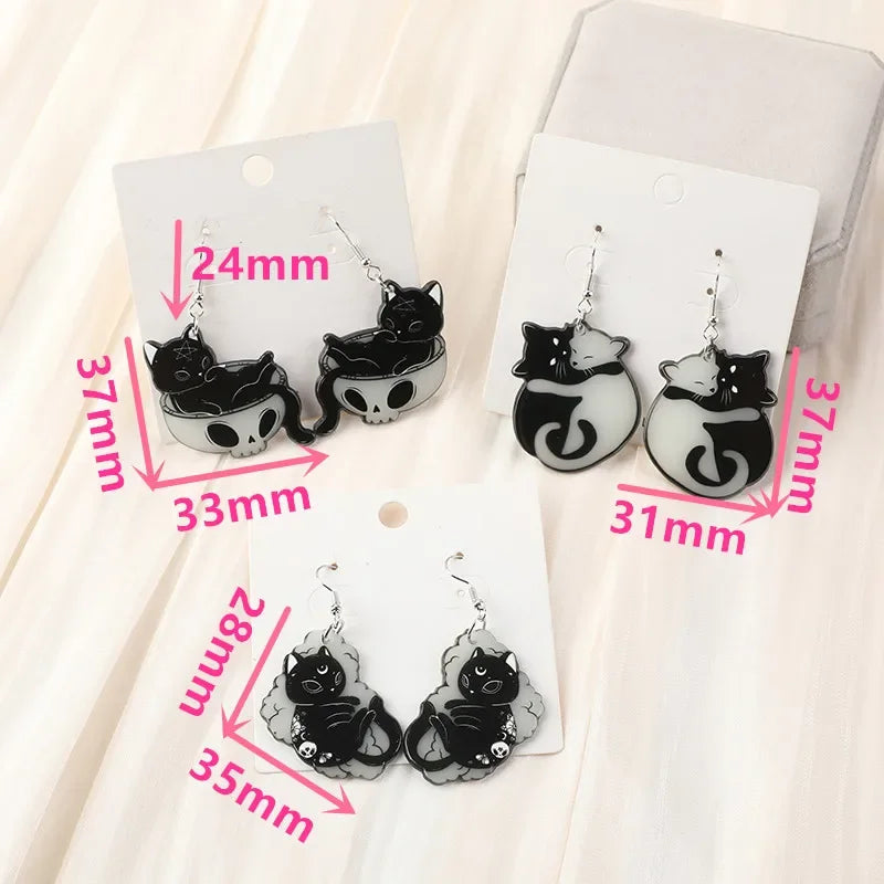 Glow In The Dark Cat Drop Earrings - Orchid Boutique Shop